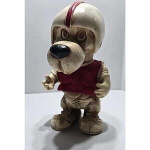 Vintage 1977: Creative Mfg., Inc: Dog Football Player: Plastic Coin Bank: Tested